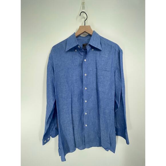 Solemare Maus & Hoffman Italian Linen Shirt Men’s M 100% Linen Dress Long Sleeve - Picture 1 of 7